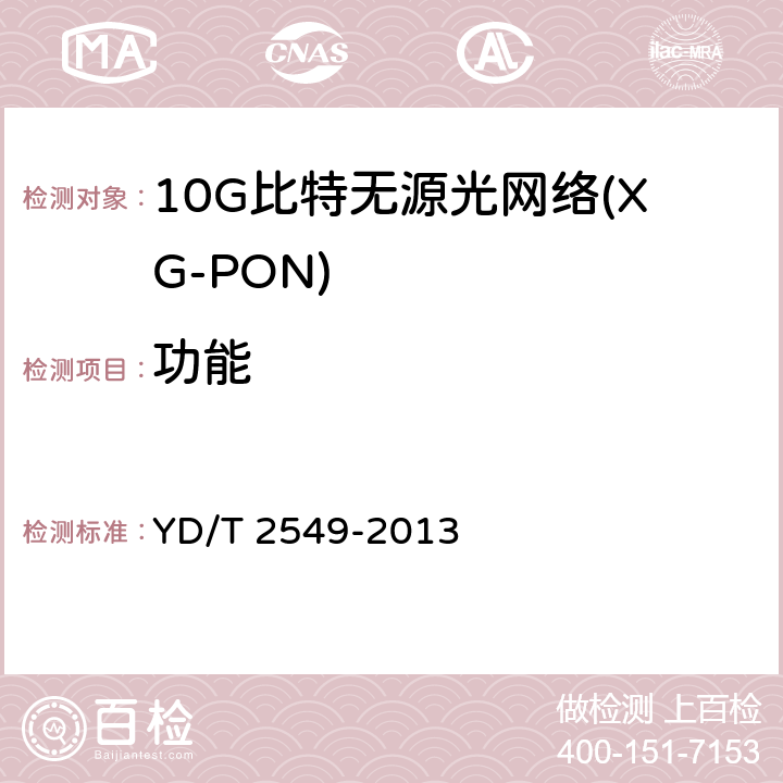 功能 接入网技术要求 PON系统支持IPv6 YD/T 2549-2013 42164