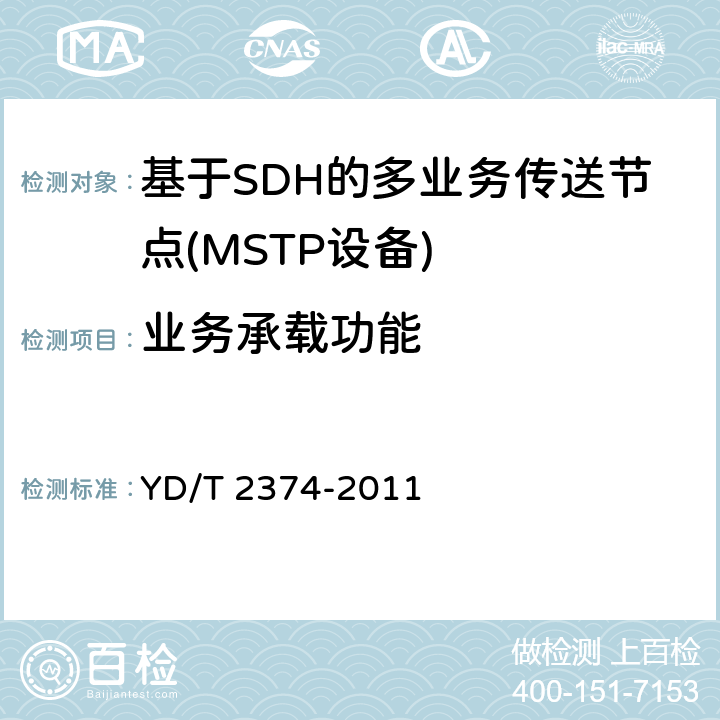 业务承载功能 分组传送网（PTN）总体技术要求 YD/T 2374-2011