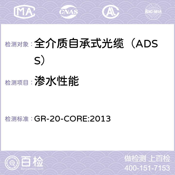 渗水性能 《光纤光缆通用要求》 GR-20-CORE:2013 6.9.4