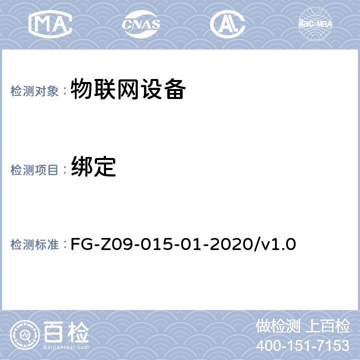 绑定 物联网设备安全平台安全检测方法 FG-Z09-015-01-2020/v1.0 5.8