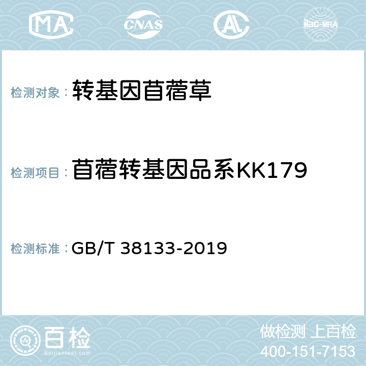 苜蓿转基因品系KK179 转基因苜蓿实时荧光PCR检测方法 GB/T 38133-2019