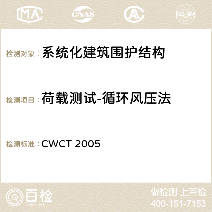 荷载测试-循环风压法 《系统化建筑围护标准测试方法》 CWCT 2005