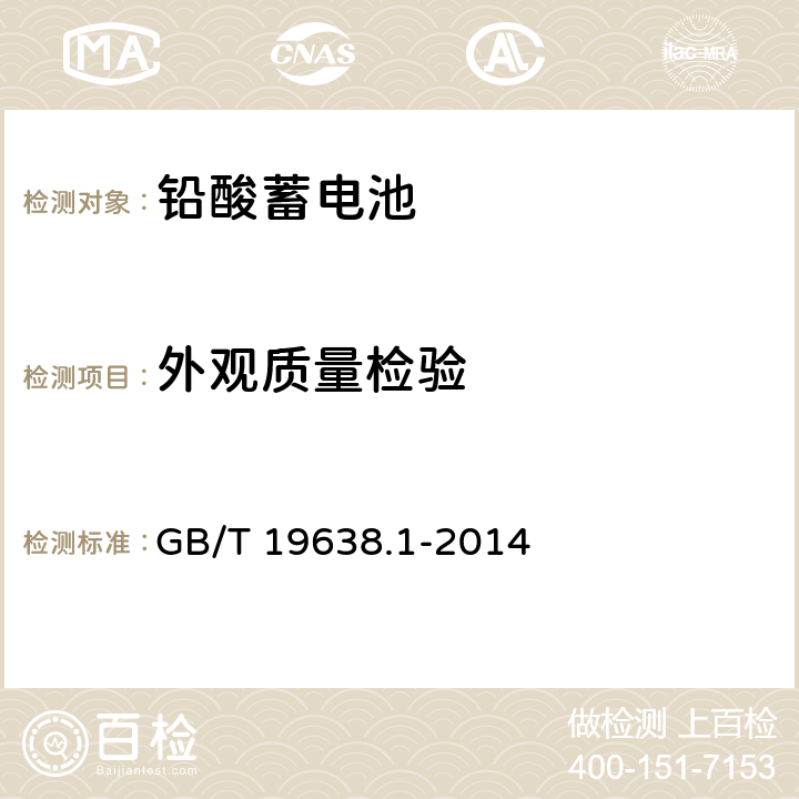 外观质量检验 固定型阀控式铅酸蓄电池 第1部分 技术条件 GB/T 19638.1-2014 6.3