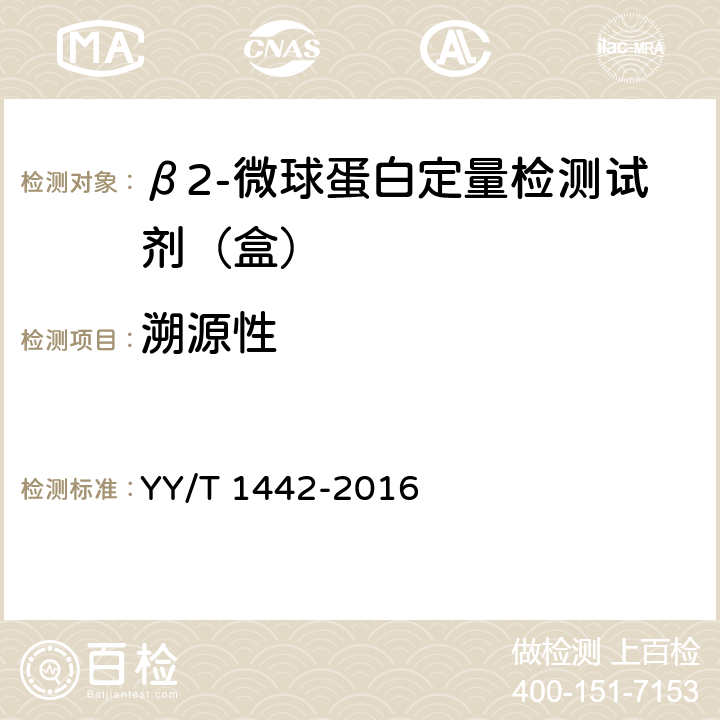 溯源性 β2-微球蛋白定量检测试剂（盒） YY/T 1442-2016