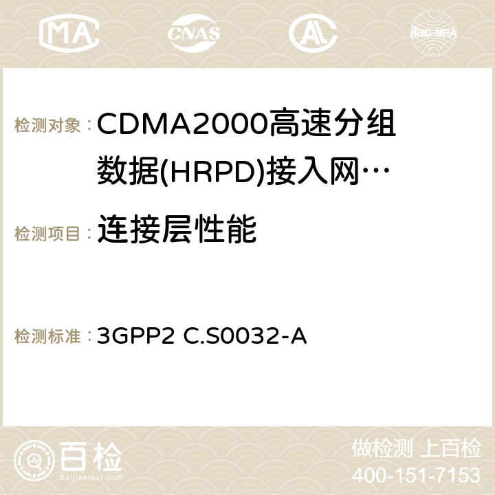 连接层性能 《cdma2000高速分组数据接入网络最低性能要求》 3GPP2 C.S0032-A 6