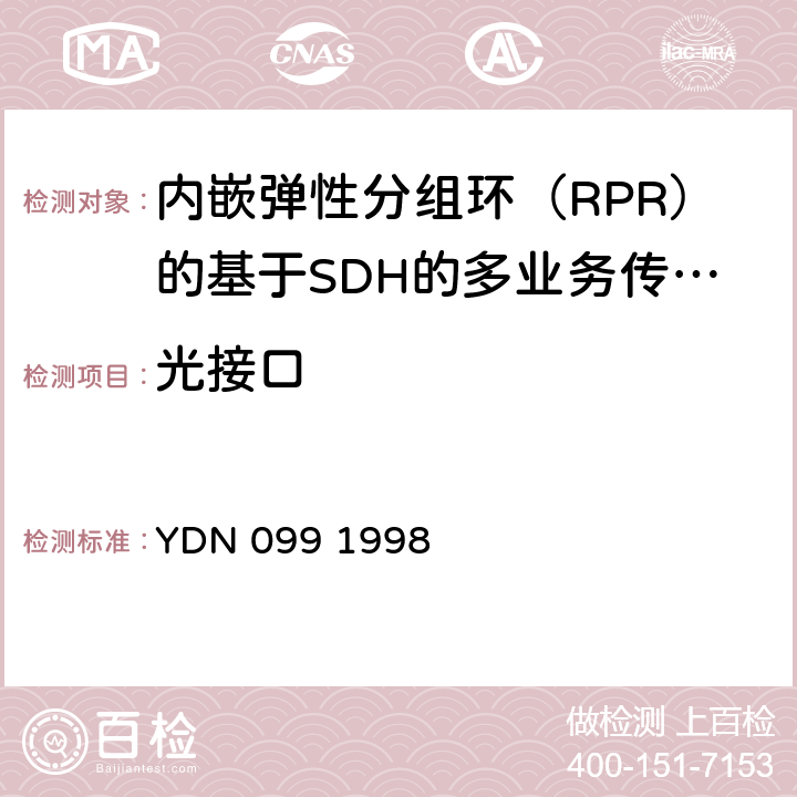 光接口 光同步传送网技术体制 YDN 099 1998