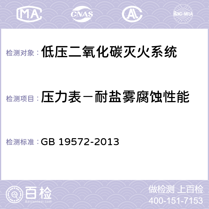 压力表－耐盐雾腐蚀性能 《低压二氧化碳灭火系统及部件》 GB 19572-2013 6.2.5.2.3