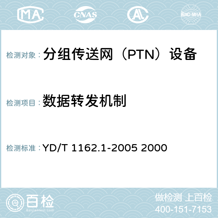 数据转发机制 多协议标签交换（MPLS）技术要求 YD/T 1162.1-2005
 2000 1