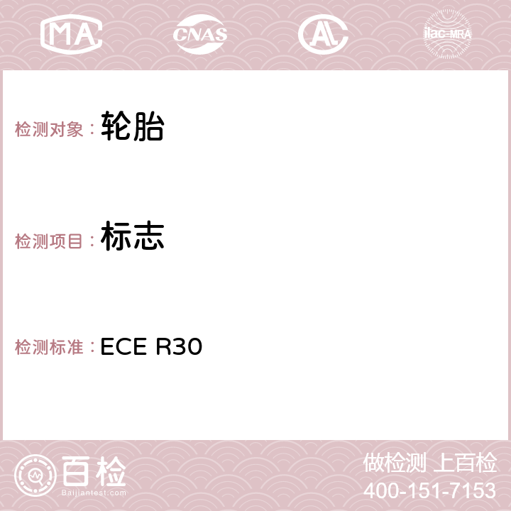 标志 关于批准机动车及其挂车充气轮胎的统一规定 ECE R30 3