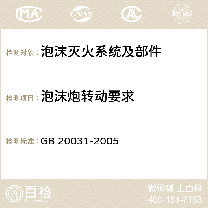 泡沫炮转动要求 GB 20031-2005 泡沫灭火系统及部件通用技术条件