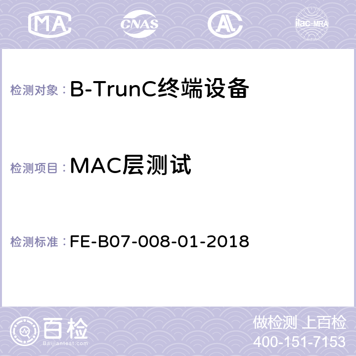 MAC层测试 空中接口（集群）R2检验规程 FE-B07-008-01-2018 6