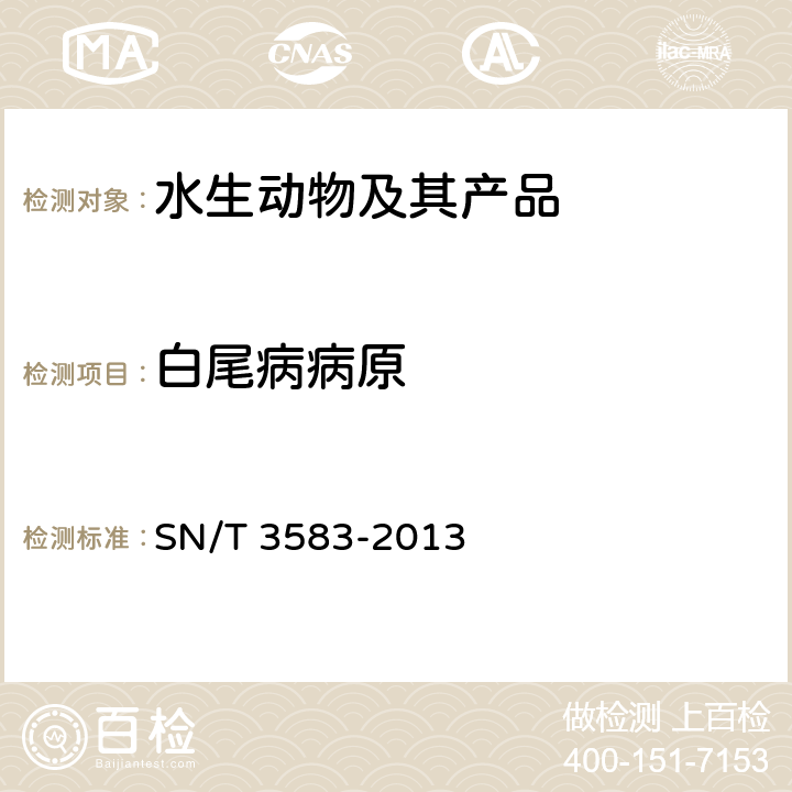 白尾病病原 白尾病检疫技术规范 SN/T 3583-2013