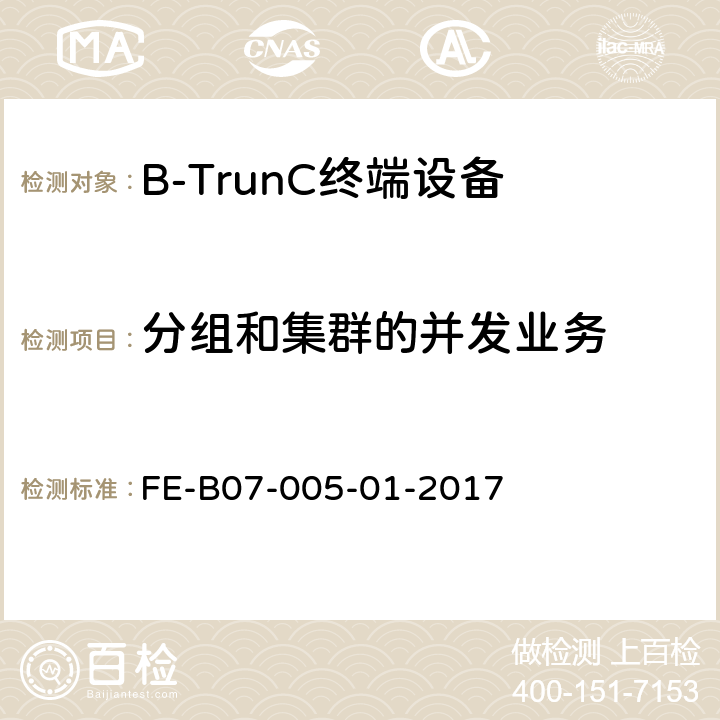 分组和集群的并发业务 B-TrunC 终端设备R1检验规程 FE-B07-005-01-2017 8