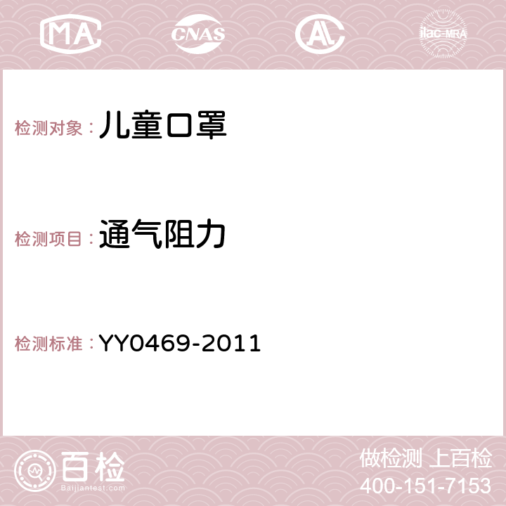 通气阻力 医用外科口罩 YY0469-2011 附录B