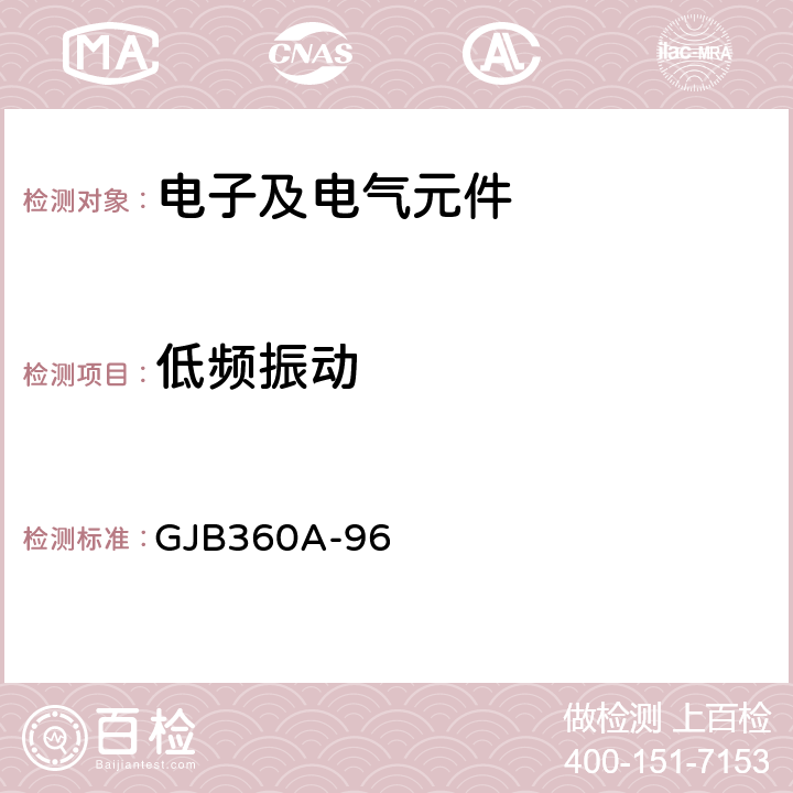 低频振动 GJB 360A-96 《电子及电气元件试验方法》 GJB360A-96 201
