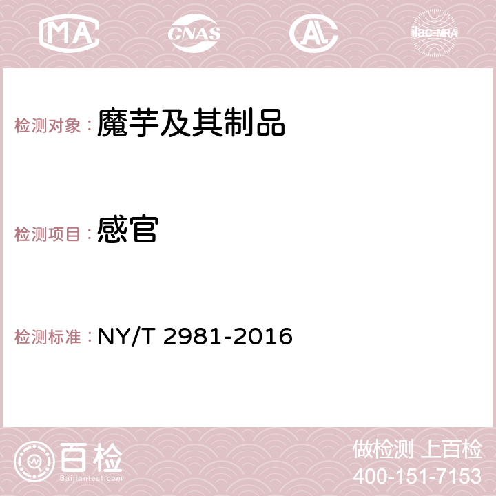 感官 绿色食品 魔芋及其制品 NY/T 2981-2016 5.4.1（NY/T 1049-2015）