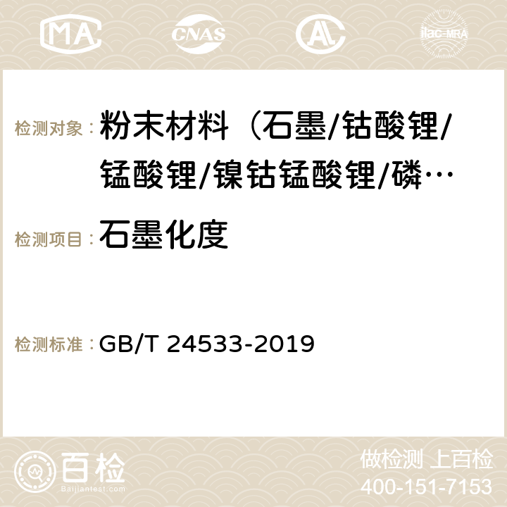 石墨化度 锂离子电池石墨类负极材料 GB/T 24533-2019 附录E