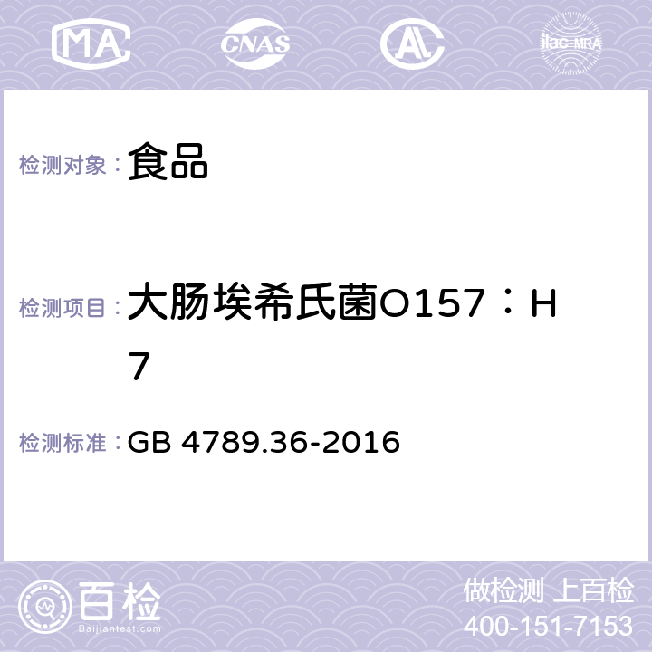 大肠埃希氏菌O157：H7 食品安全国家标准 食品微生物学检验 大肠埃希氏菌O157：H7/NM检验 GB 4789.36-2016