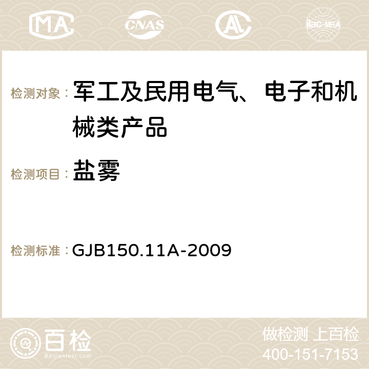 盐雾 军用装备实验室环境试验方法第11部分 盐雾试验 GJB150.11A-2009