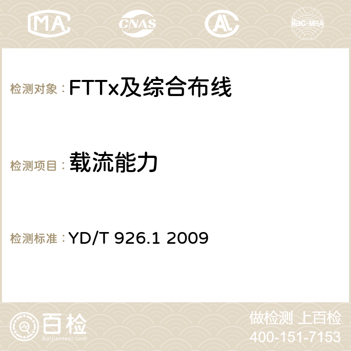 载流能力 大楼通信综合布线系统第1部分：总规范 YD/T 926.1 2009 表11
