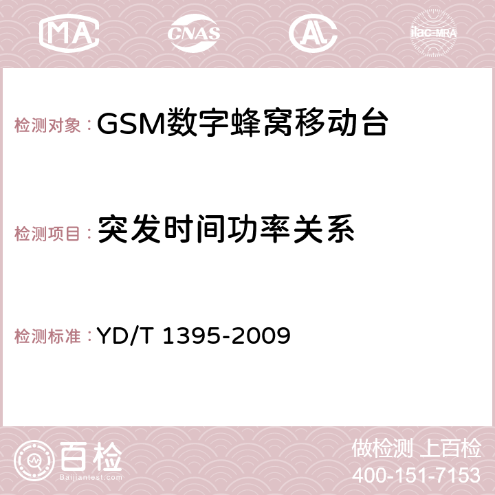 突发时间功率关系 YD/T 1395-2009 GSM/CDMA 1X双模数字移动台测试方法