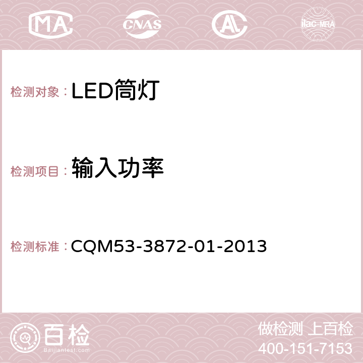 输入功率 ELI自愿性认证规则—LED筒灯 CQM53-3872-01-2013 3.2.2