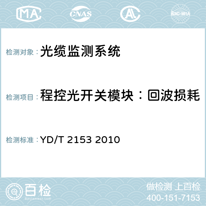 程控光开关模块：回波损耗 光性能监测功能模块(OPM)技术条件 YD/T 2153 2010 5.3.4