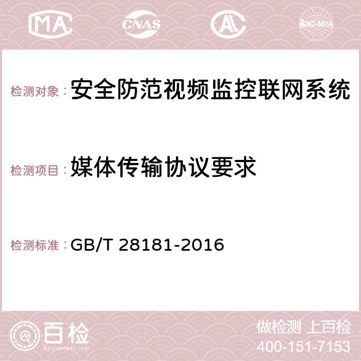 媒体传输协议要求 公共安全视频监控联网系统信息传输、交换、控制技术要求 GB/T 28181-2016 5.2