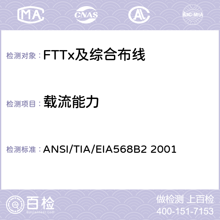 载流能力 商业建筑通信布线规范第2部分：平衡双绞线组件 ANSI/TIA/EIA568B2 2001 表11