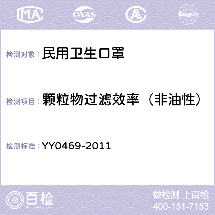 颗粒物过滤效率（非油性） 医用外科口罩 YY0469-2011 5.6.2