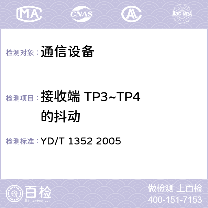接收端 TP3~TP4 的抖动 YD/T 1352-2005 千兆比以太网用光收发合一模块技术要求和测试方法