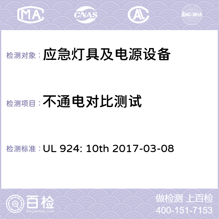 不通电对比测试 UL 924 应急灯具及电源设备 : 10th 2017-03-08 43.4