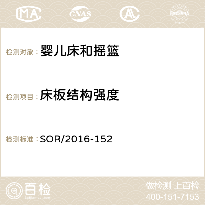 床板结构强度 加拿大消费品安全法令：婴儿床及摇篮法规 SOR/2016-152 8