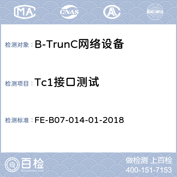 Tc1接口测试 核心网间接口（集群）R2检验规程 FE-B07-014-01-2018 5