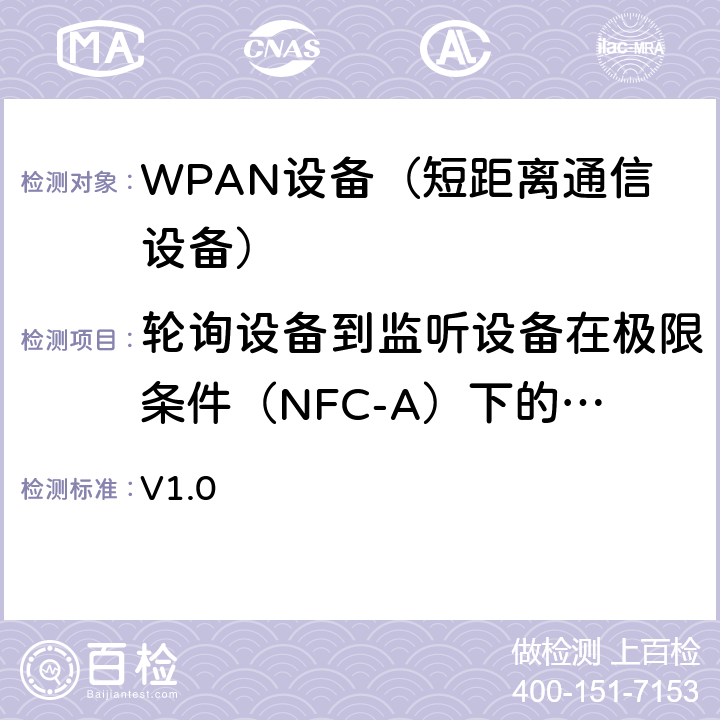 轮询设备到监听设备在极限条件（NFC-A）下的调制 NFC模拟技术规范 v1.0(2012) V1.0 5.2轮询设备到监听设备（NFC-A）的调制过程中监听设备要求