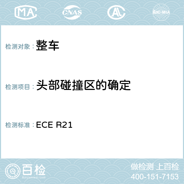 头部碰撞区的确定 关于就内部凸出物方面批准车辆的统一规定 ECE R21 附录1