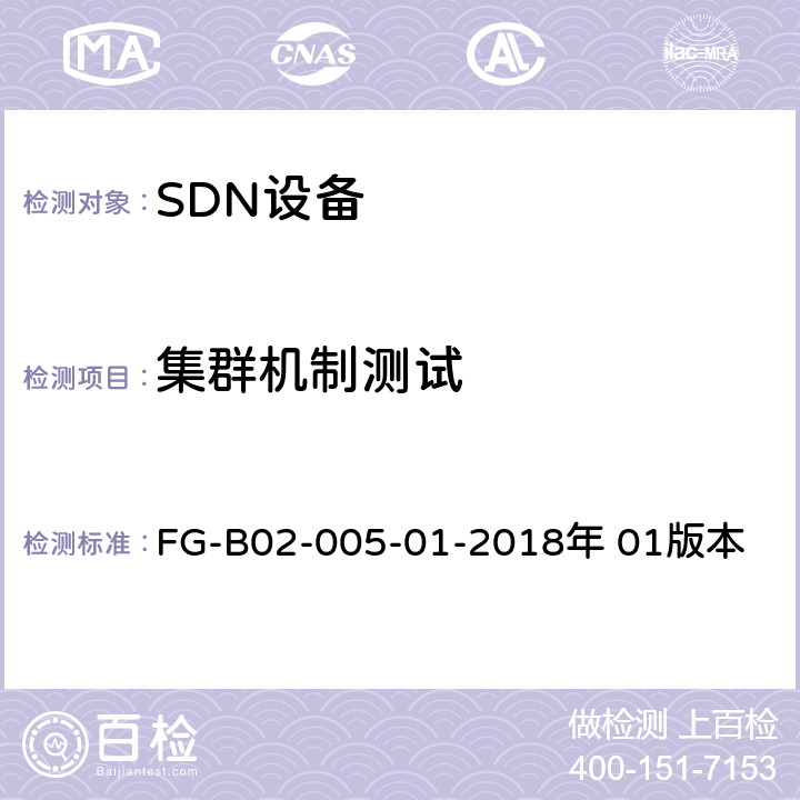 集群机制测试 SDN控制器性能测试方法 FG-B02-005-01-2018年 01版本 6