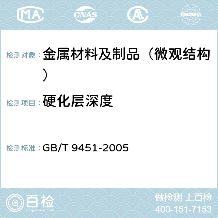 硬化层深度 钢件薄表面总硬化层深度或有效硬化层深度的测定 GB/T 9451-2005