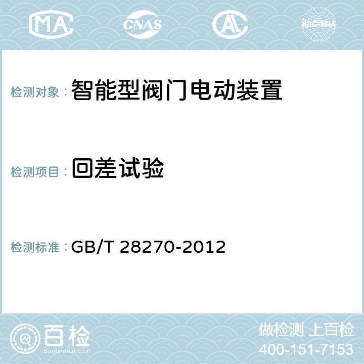 回差试验 智能型阀门电动装置 GB/T 28270-2012 6.4.3