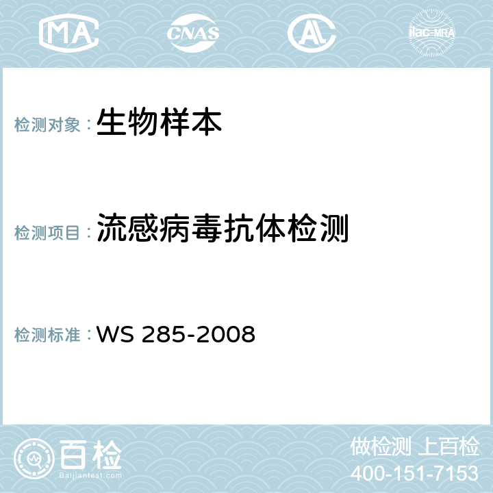 流感病毒抗体检测 流行性感冒诊断标准 WS 285-2008 附录B, 附录C