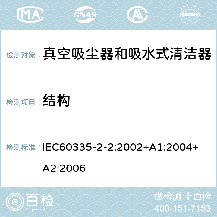 结构 真空吸尘器的特殊要求 IEC60335-2-2:2002+A1:2004+ A2:2006 22