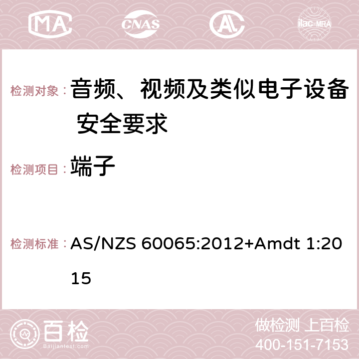 端子 音频、视频及类似电子设备 安全要求 AS/NZS 60065:2012+Amdt 1:2015 15