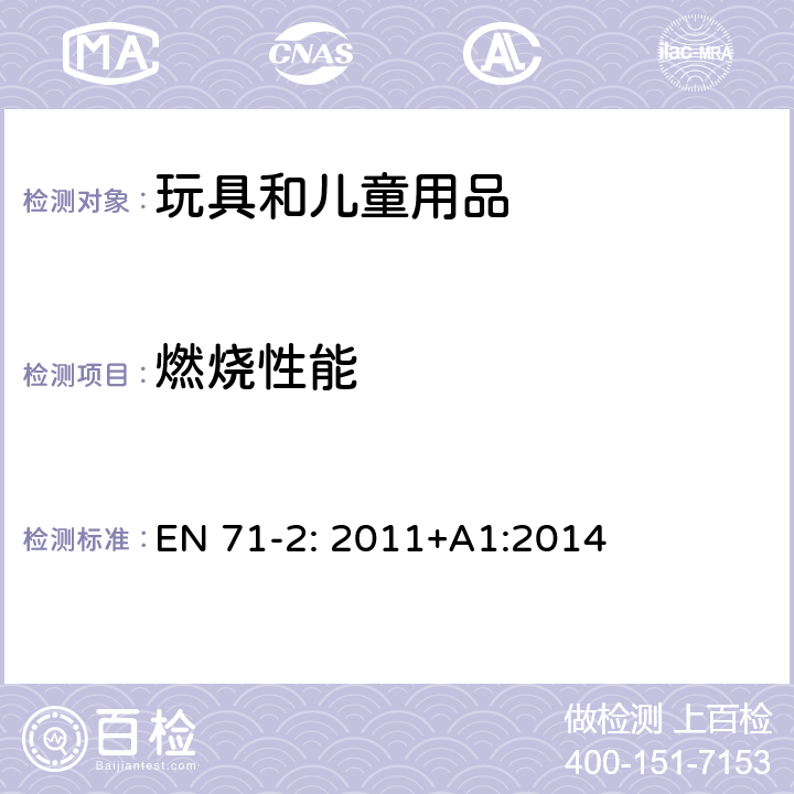 燃烧性能 玩具安全 第2部分：易燃性能 EN 71-2: 2011+A1:2014 5.5 软体填充玩具的测试