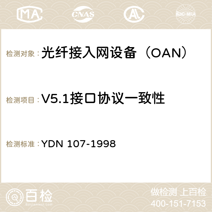 V5.1接口协议一致性 V5.1接口一致性测试技术规范 YDN 107-1998 5