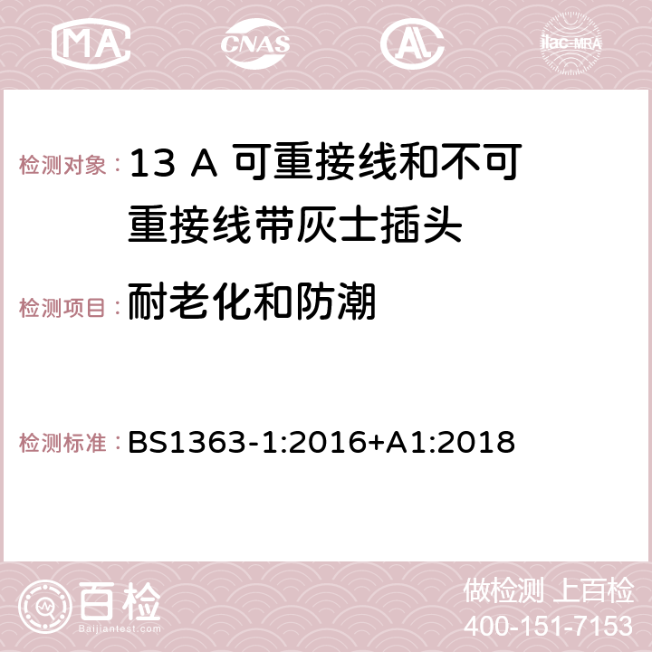 耐老化和防潮 13A 插头、插座、转换器和连接器 第一部分：13A 可重接线和不可重接线带灰士插头的规格 BS1363-1:2016+A1:2018 14