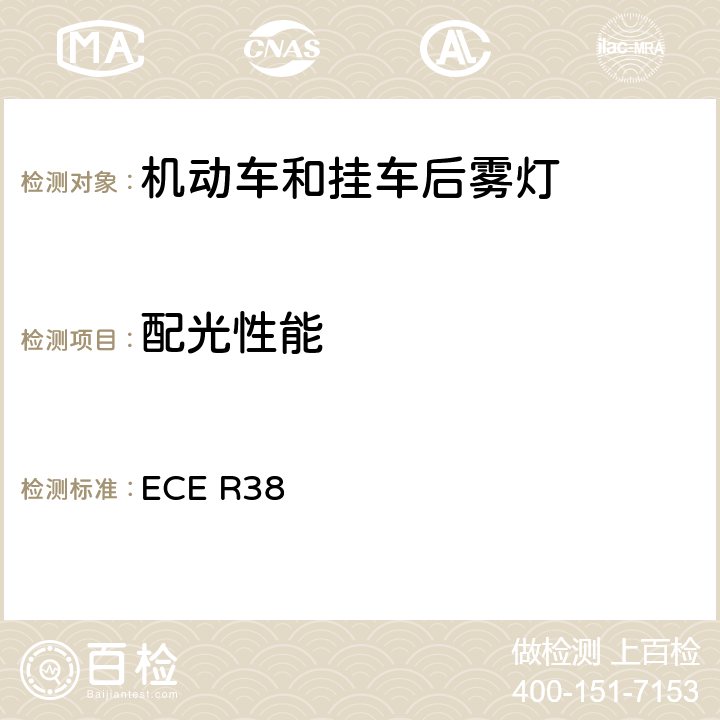 配光性能 关于批准机动车及其挂车后雾灯的统一规定 ECE R38 7,附件3