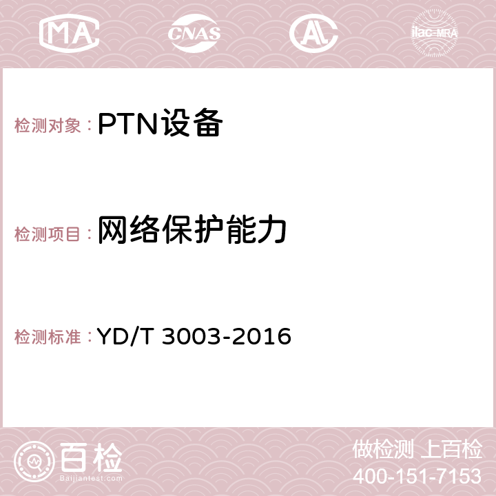 网络保护能力 分组传送网（PTN）互通测试方法 YD/T 3003-2016 5