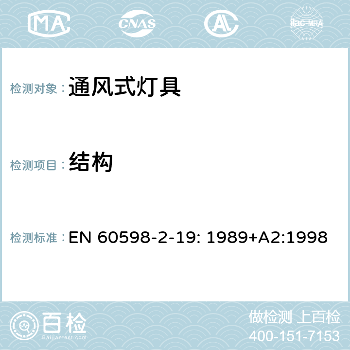 结构 灯具　第2-19部分：特殊要求　通风式灯具 EN 60598-2-19: 1989+A2:1998 19.6