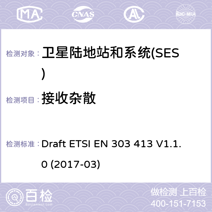 接收杂散 GPS定位系统1 164 MHz to 1 300 MHzand 1 559 MHz to 1 610 MHz Draft ETSI EN 303 413 V1.1.0 (2017-03) 4.2.1