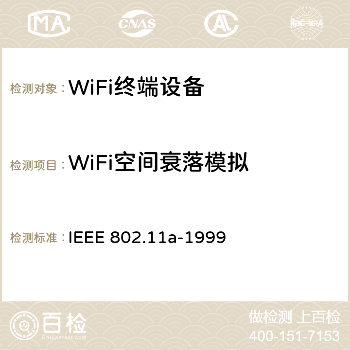 WiFi空间衰落模拟 IEEE 802.11A-1999 在5 GHz频段的高速物理层 IEEE 802.11a-1999 17